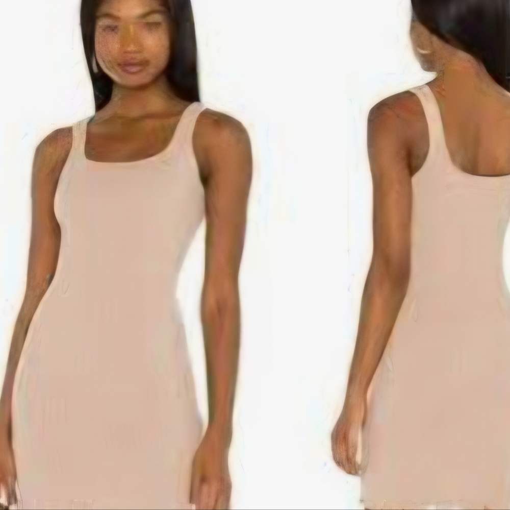 New Mono B Ribbed Tank Top Dress Peach Size M (NWT)